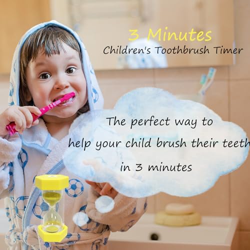 Sanduhr, Kinderuhr, Sanduhr Set Kinder, Zähneputzen Sanduhr, Timer können in Klassenzimmern, Küchen, Wohnungen, Büros und auch als dekorative Timeruhr, 3 Minuten, Gelb – Bild 3