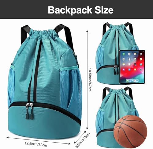 Image of Leosportz Sports Drawstring Bag Backpack for Men Women - Basketball Bag Gym Backpack Dedicated Shoe Compartment | Waterproof Large Space Gym Bag (Drawstring, Pink, 22 liter)