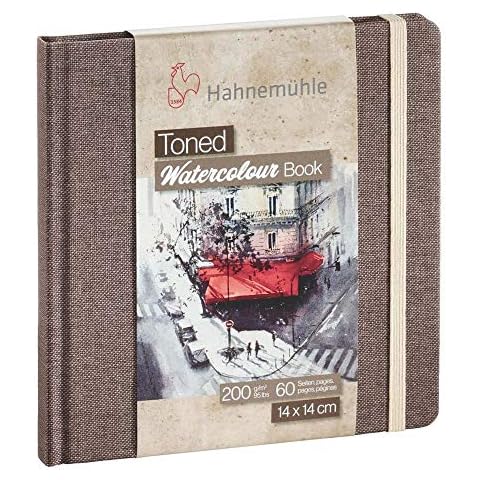Toned Watercolour 200g/m² Beige, Square Watercolor Notebook, Size 14x14cm, 30 fls Cover