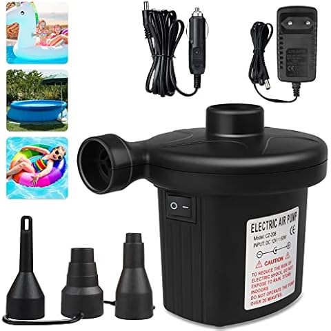 Elektrische Luftpumpe Luftmatratze 2 in 1 Schnelle Inflate Deflate, Luftpumpe Elektrisch Luftmatratze Pumpe mit 3 Luftdüse, Tragbare Luftpumpe für Matratze Sofa Pool Planschbecken Schlauchboot Cover