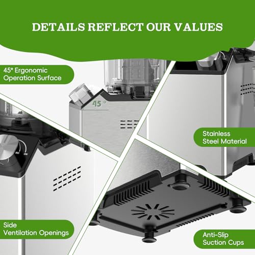 Cold Press Juicer, Juicer Machines with 4.35'' Wide Feed Chute, Stainless Steel Masticating Juicers Easy to Clean, Ergonomic Operational Panel Design, High Juice Yield, Platinum Color Knob - Image 5