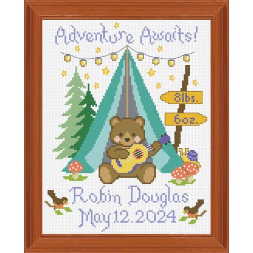 Herrschners Baby Woodland Lullaby Birth Record Counted Cross-Stitch Kit