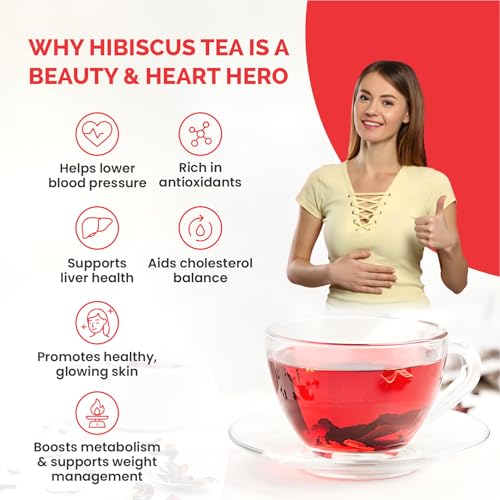 Image of Nutty Organics Hibiscus Tea | Supports Heart Health, Detox & Skin Glow | Herbal Caffeine-Free Infusion | 100g (100 Cups)