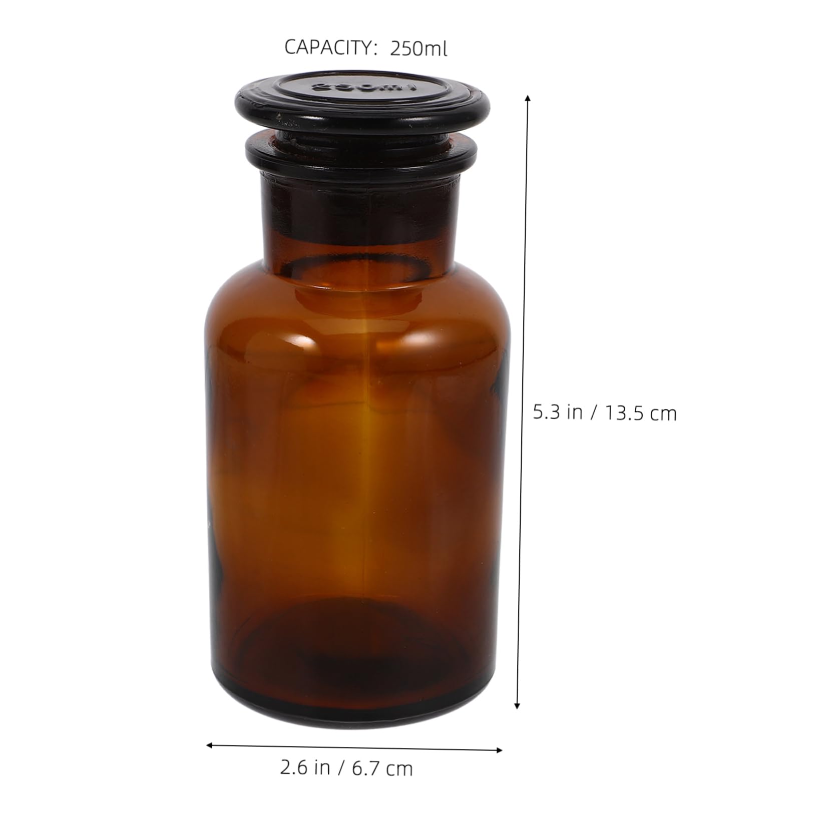 LIFKOME Scientific Glass Lab Reagent Bottle 250ml Wide Mouth Storage Ground Stopper Chemical Lab Safe