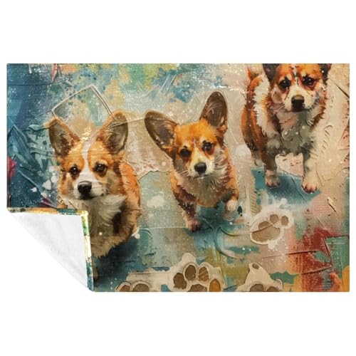 Couverture douce Three Corgis plaid confortable nid de chaleur - 2