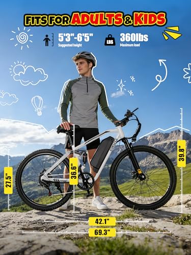 Image of ESKUTE M200F Electric Bike for Adults - 27.5 inch Tire Mountain E-Bike, 1500W Peak Brushless Motor 31+MPH, 48V 20.8Ah Removable Battery, Up to 80 Miles, Step Over Commuter E-MTB, Full Suspensions