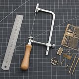 Piła do wycinania z 12 ostrzami, regulowany łuk 3–15 cm z drewnianą rączką, ręczna piła do drewna, miękki metal, modelarstwo, biżuteria i majsterkowanie
