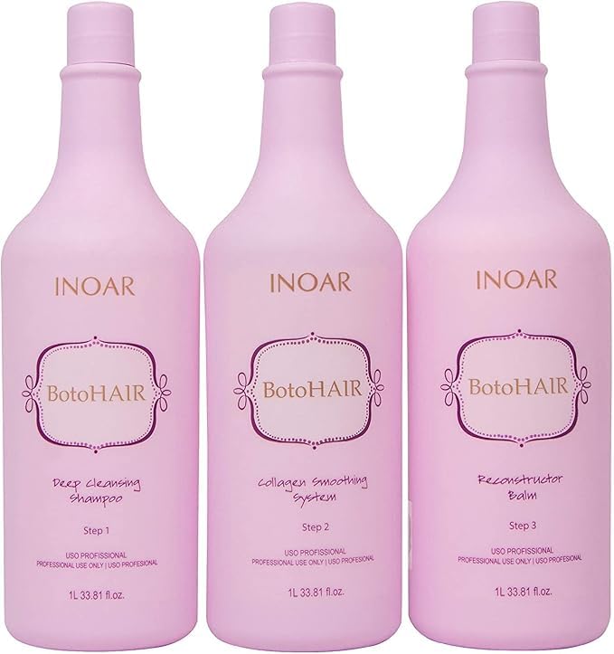 INOAR PROFESSIONAL – Champú de limpieza profunda BotoHAIR, sistema de colágeno BotoHAIR y bálsamo reconstructor BotoHAIR 3 Litros