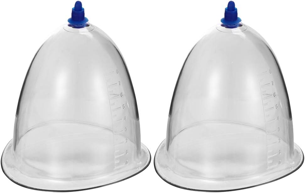 Healifty Chinese Cupping Therapy Set 2Pcs Vacuum Cup Pump Massage Suction Cups for Body Pain Relief and Relaxation 5.12 Inch Cupping Device - Image 2