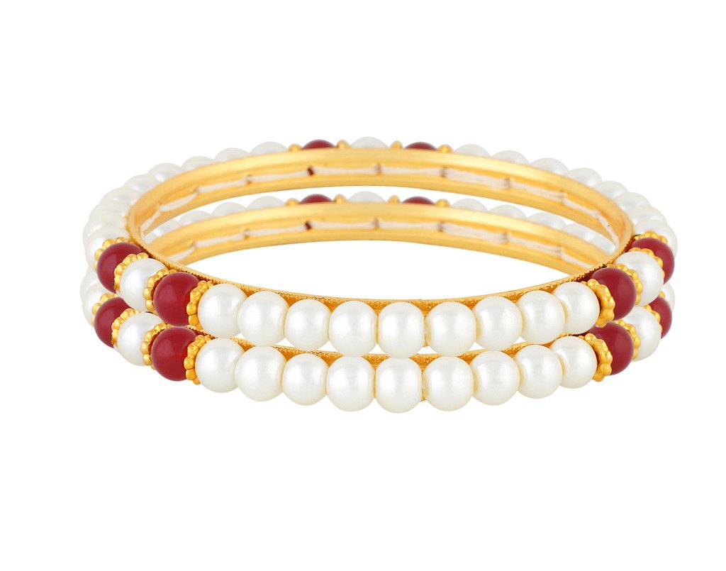 VISHAKA PEARLS & JEWELLERS Red and White Pearl Bangles 2.6 Size (B01N5ML15A) Amazon Price History, Amazon Price Tracker