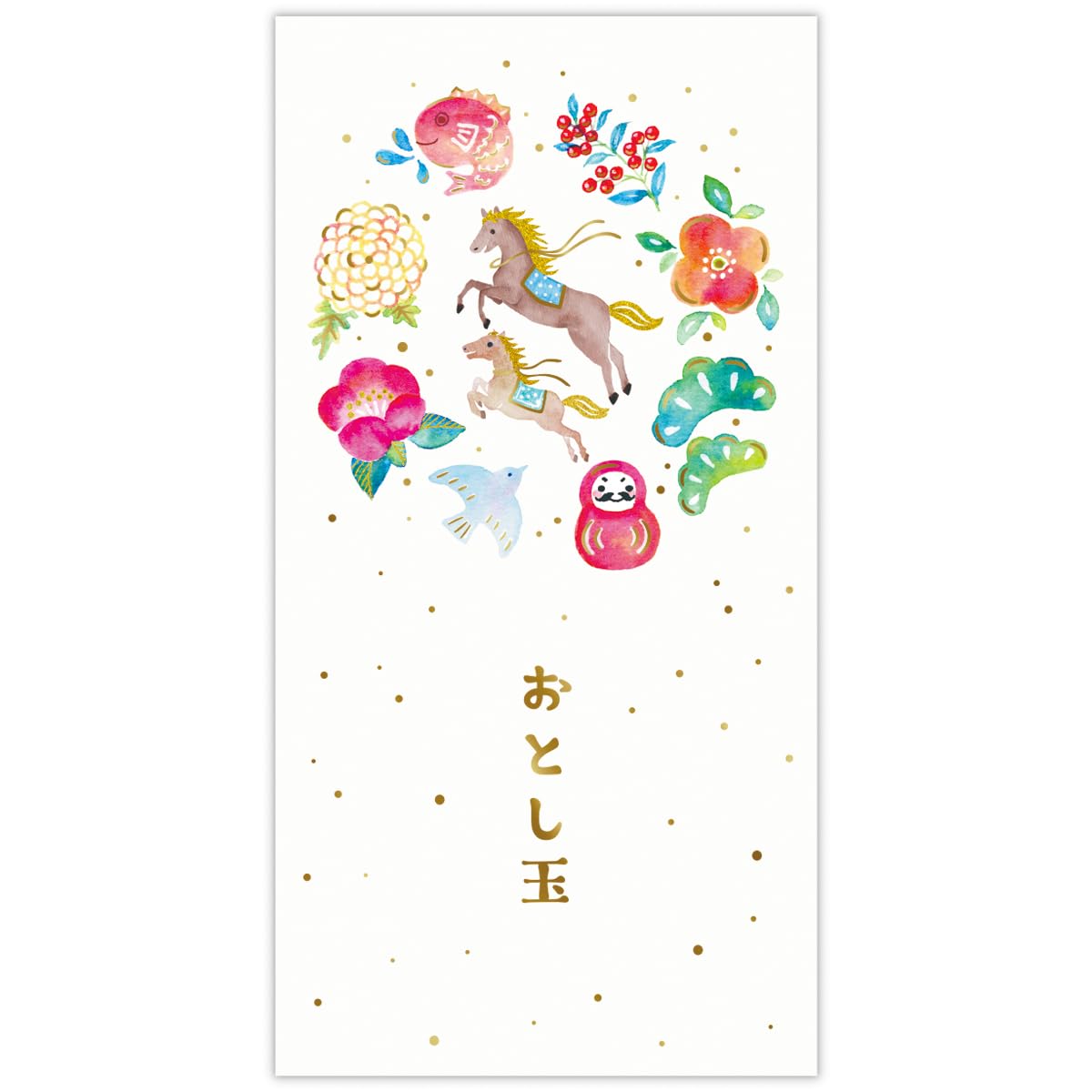 Amazon | ホールマーク ポチ袋 お札用お年玉袋 お札用 箔 水彩親子うま