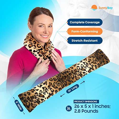 SunnyBay Microwavable Neck and Shoulder Wrap - 26x5 Inches, Leopard Print for Hot or Cold Therapy