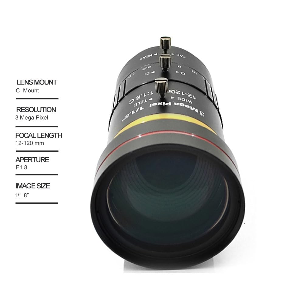 Obiettivo Vifocal 3 Megapixel 12-120mm Iris Manuale 1/1.8" Obiettivo C Mount for Telecamere IP Bassa Distorsione