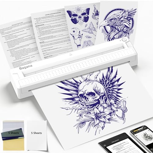 Bagana Tattoo Stencil Printer, 2-in-1 Wireless Bluetooth Thermal...