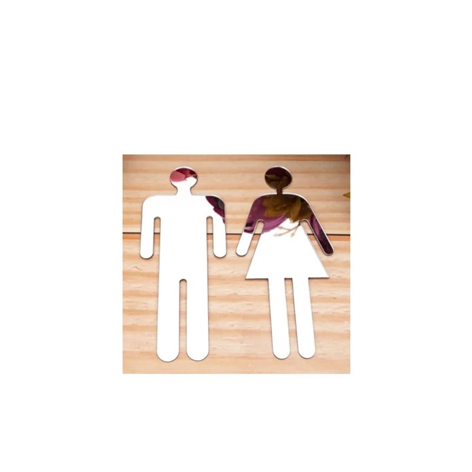Toilet Sign 1 Pair Toilet Sign Sticker Men/Women WC Indication Signs Mirroried Boy Or Girl Bath Room Door Decoration(Silver,Height 20cm)