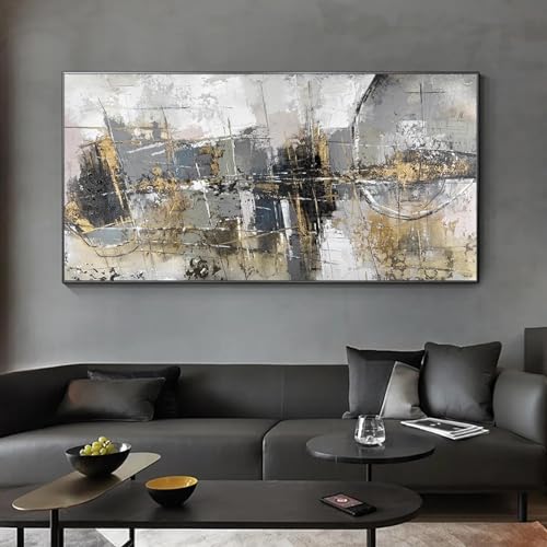 Peinture sur toile de salon moderne 70x185 cm avec cadre noir finition haut de gamme