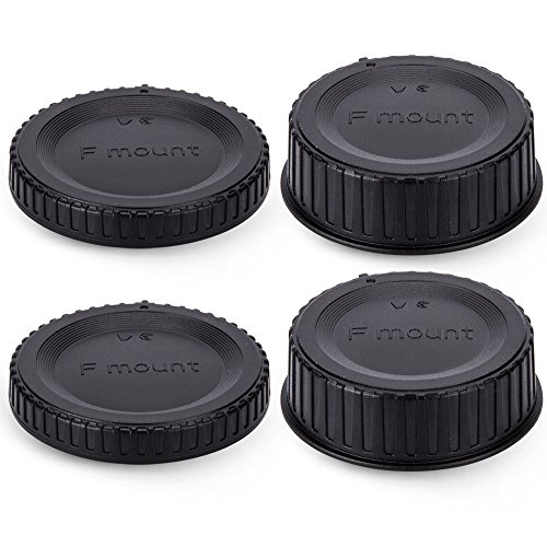 2 Pack F Mount Body Cap Cover & Rear Lens Cap for Nikon D3500 D3400 D3300 D3200 D5000 D5100 D5200 D5300 D5500 D5600 D7000 D7100 D7200 D7500 D850 D800 D810 D780 D750 D610 D500 D600 D5 D4 D3 and More - Image 2