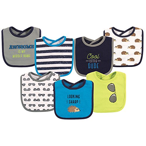 Image of Hudson Baby Unisex Baby Cotton Bibs, Hedgehog, One Size