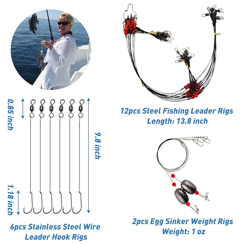 Saltwater-Fishing-Gear-131pcs-Saltwater-Surf-Fishing-Tackle-Kit-Include-Saltwater-Fishing-Lures-Fishing-Rigs-Pyramid-Sinker-Fishing-Hooks-Leader-Swivel-Spoons-Lures-Fishing-Accessories