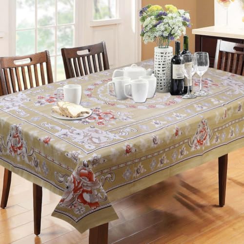 Image of Dakshya Industries Waterproof PVC Table Cover 60x90 Inch for Dining Table, Floral Printed Table Cloth, Washable Oilproof Table Protector, Plastic Cover for 6 Seater & 8 Seater Tables (Lemon)