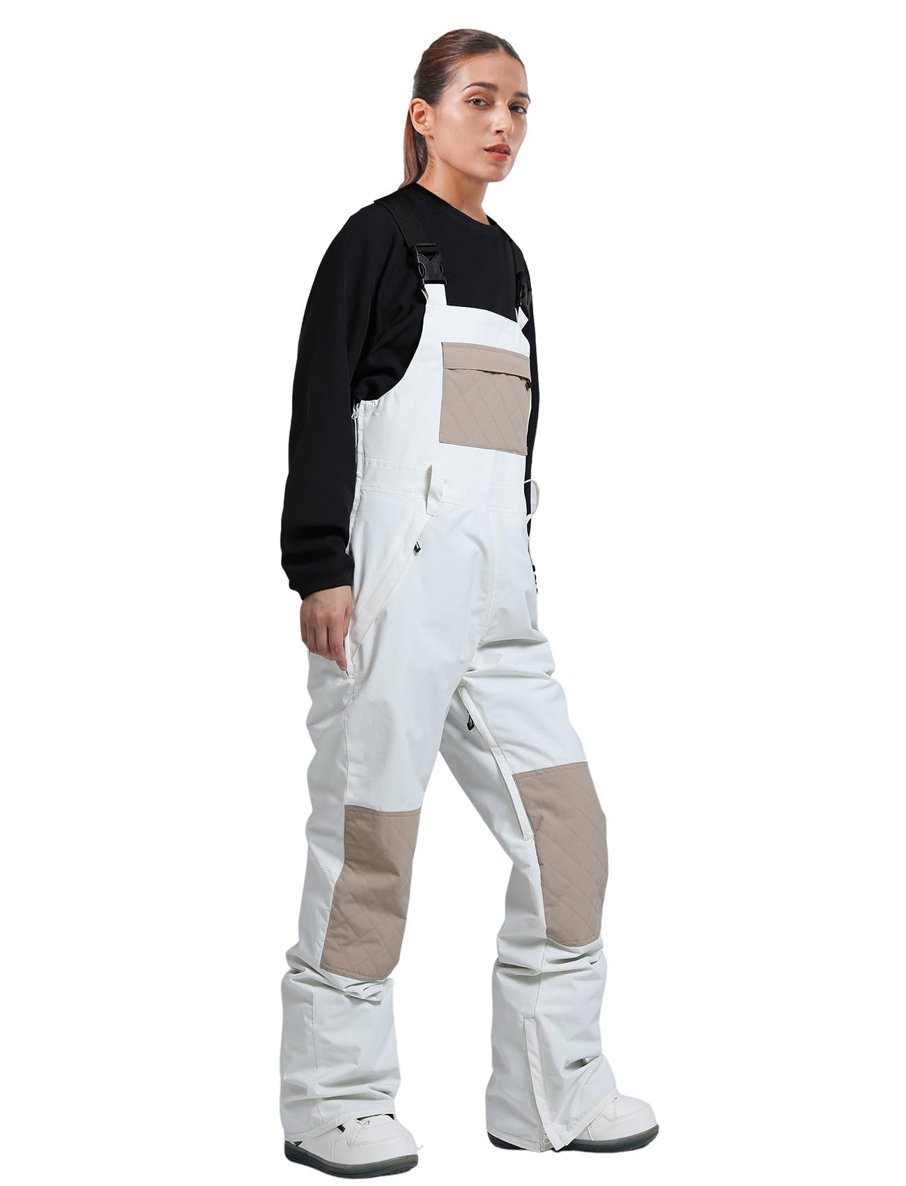 GSOU SNOW Damen Snowboard Latzhose Ski Latzhose Baggy Snowboardhose Skihose für Frauen - Wasserdicht Winddicht Atmungsaktiv Warm