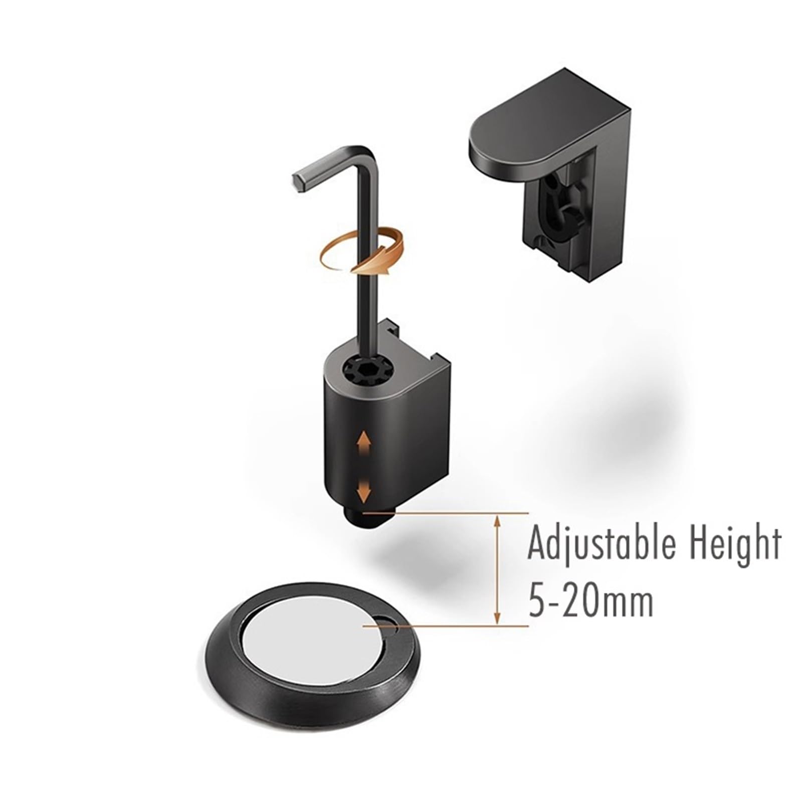 Tope de puerta magnético acero inoxidable, soporte ajustable sin clavos, Hardware, anticolisión, 2 uds para Puertas de Madera(Silver)