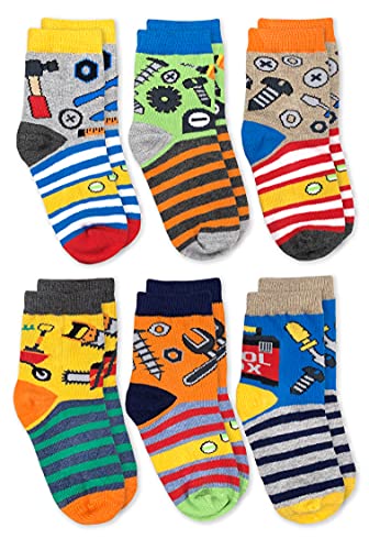 Jefferies Socks Boys' Tools Pattern Crew Socks 6 Pack2