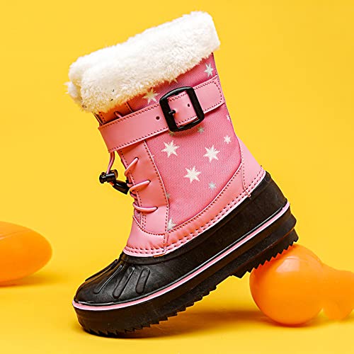 Children Shoes Snow Boots Girls Boys Outdoor Boots Waterproof Warm Boots with Cotton Snow Boots Toddler 10 Boot (Pink, 8-9 Years Little Child)3