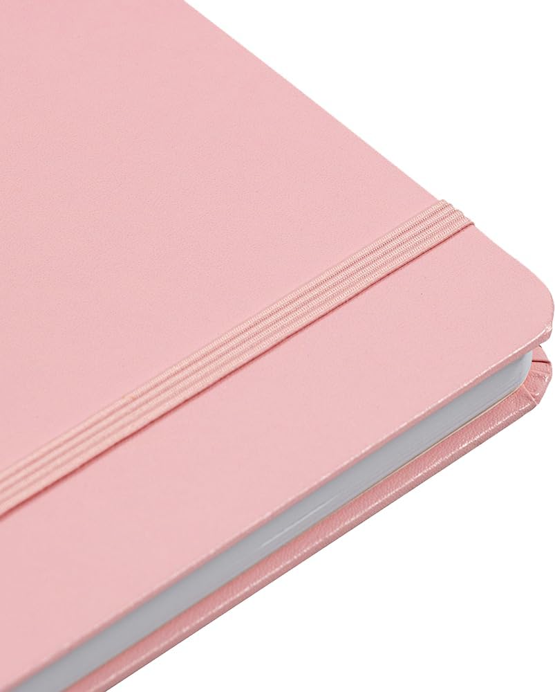JAM PAPER Hardcover Notebook with Elastic Band - Large Journal - 5 7/8 x 8 1/2 - Baby Pink - 100 Lined Sheets - 2/Pack