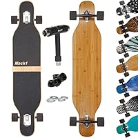 Mach1 Bambus Longboard mit Keramik Kugellager + T-Tool - Skateboard Drop Through Cruiser Komplettboard (Blanko)