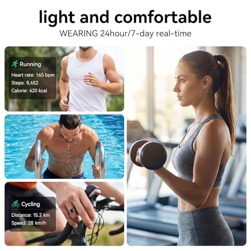 Smart Ring, Wearable Health Monitor & Fitness Tracker for Men and Women, Air-Light Wireless Monitoring Device for Workout, Sleep and Heart Rate (Black, 8) - Image 7