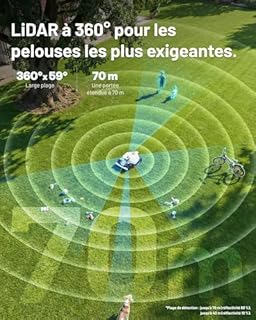 Mammotion LUBA 3 AWD 3000 Robot Tondeuse avec Support de Lavage pour Tondeuse, LiDAR 360° + Double caméra avec contrôle par IA, 80% pentes, Gestion multizone jusqu'à 15 Zones