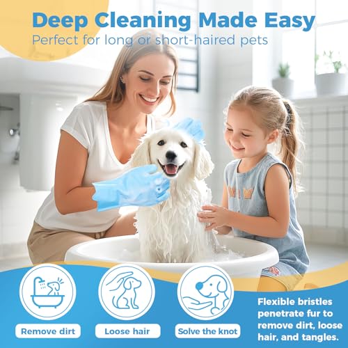JINHUIYUAN-Pet-Grooming-Gloves-Dog-Washing-Gloves-with-Silicone-Teeth-Dog-Bathing-Shampoo-Brush-Heat-Resistant-Five-Finger-Design-for-Bathing-Massaging-Hair-Removal-Suitable-for-Dogs-and-Cats