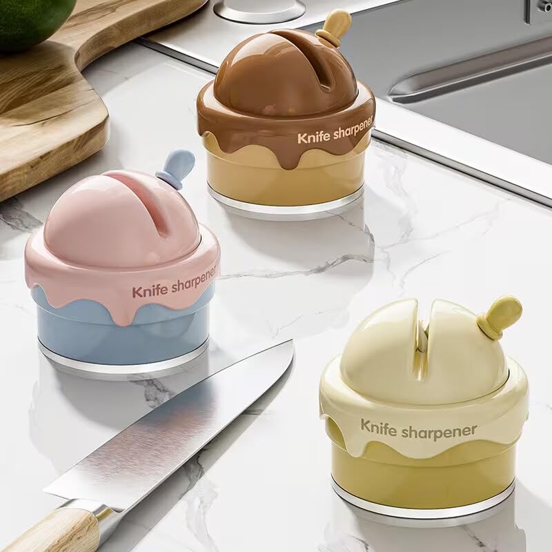 Ice Cream Shaped Suction Cup Sharpening Stone - No Drill Quick Knife Sharpener for Kitchen Knives Home Use