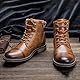 Harssidanzar Herren Motorrad Stiefel,Kleid für Herren Casual Kampf Ankle Dress KM301EU,Braun, Größe 45
