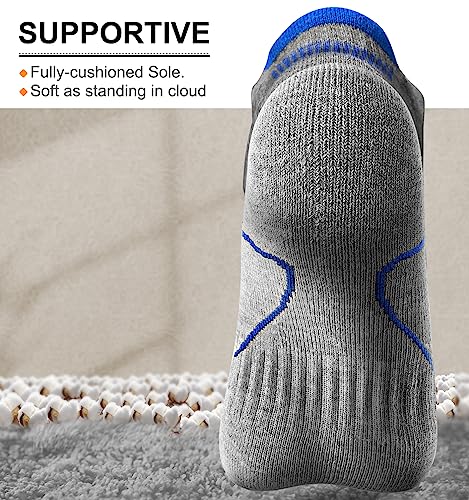 Image of BULLIANT Men Running Ankle Socks 6Pack-Cushioned Support-Low Cut No Show | Fully Terry Sole | Arch Support | Seamless Toe Closure | Moisture-Wicking Breathable Mesh | Reinforced Heel&Toe