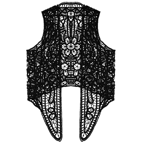 YJNZZENW Häkelweste Damen - Boho Spitze, ärmellos Mit Blumenmuster Für Sommer & Strand
