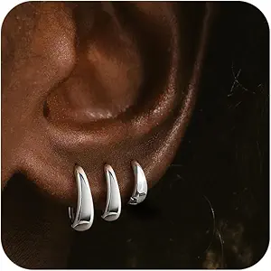 Small Hoop Earrings for Women No Tarnish - Dainty Silver Earrings Trendy 925 Sterling Silver Plated Hypoallergenic Huggie Hoops Earring Set for Women Fashion Jewelry Gift