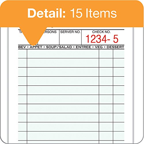 Adams Guest Check Pads, Single Part, Perforated, White, 3-2/5" X 6-3/4 ", 50 Sheets/Pad, 5 Pads/Pack (525Swmt) #TOP4
