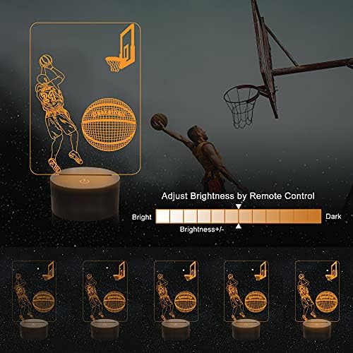 Basketball 3D Optical Illusion Lamp , Ammonite Basketball Gifts 16 Colors Change with Remote Control & Timer Basketball Decor Night Light As a Gift Ideas for Teens Boys Men