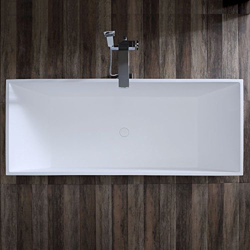 StoneArt Freistehende Badewanne aus Mineralguss Design Gussmarmor Standbadewanne moderne Wanne freistehend inkl. Ablaufgarnitur BS-532 175x73 weiß matt – Bild 5