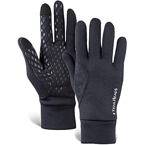 TrailHeads Men’s Running Gloves - Black Touchscreen Gloves - Lightweight Gloves - Medium Cover
