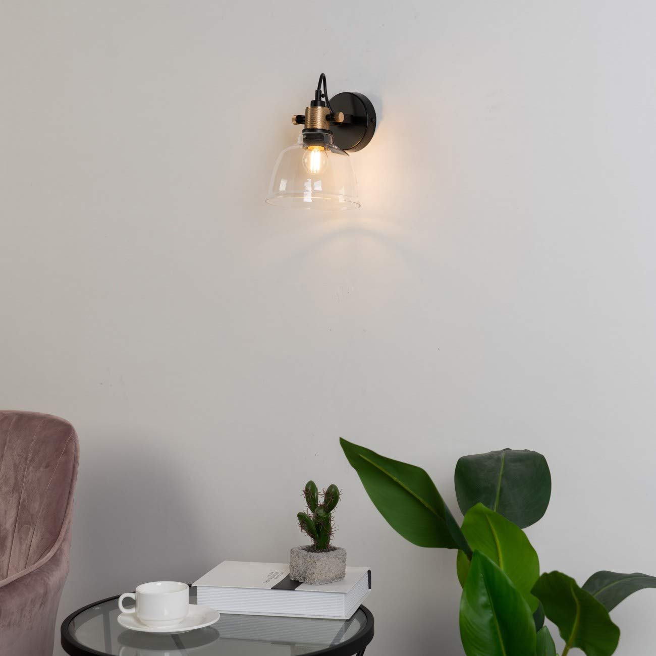 KOSILUM Linz - Lámpara de techo de cristal transparente (luz blanca cálida), diseño de salón y dormitorio, cocina, pasillo – E27 – IP20