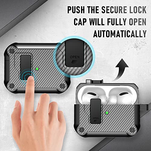 Valkit For Apple Airpods Pro 2Nd Generation Case Cover 2022 With Secure Lock Clip, Hard Shell Airpods Pro 2 Case With Lanyard For Men Women Shockproof Protective Case For Airpods Pro 2,Black #TOP3