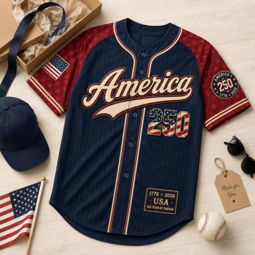 Jersey personalizado América 250 Aniversario, Camiseta de béisbol patriótica con nombre y número, camiseta libertad USA 1776-2026, regalo 4 de julio miniatura 6