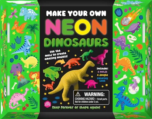 Make Your Own Neon Dinosaurs: A toy and book box set with 6 dino molds and 4 neon doughs! image 5