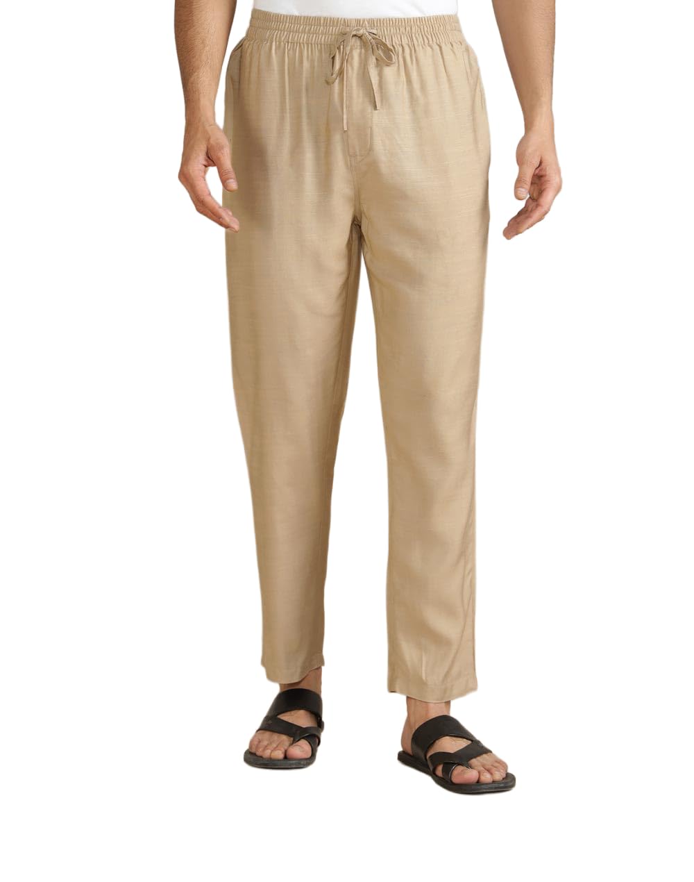 Beige Viscose Silk Aligarhi Pyjama