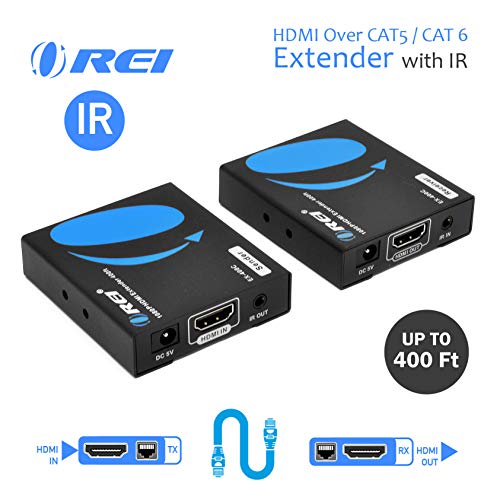 HDMI Extender Over LAN by OREI Single CAT5e/CAT6A/CAT7 Cable Uncompressed 1080p @ 60Hz