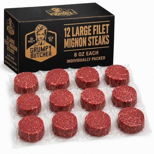 Image of Grumpy Butcher Aged Large Filet Mignon Steaks, 12 Pack, 6 lb Total