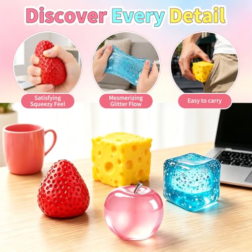 4 Pcs Squeeze Toys Set, Slow Rising Fidget Toy, Stress Relief for Adults view 4